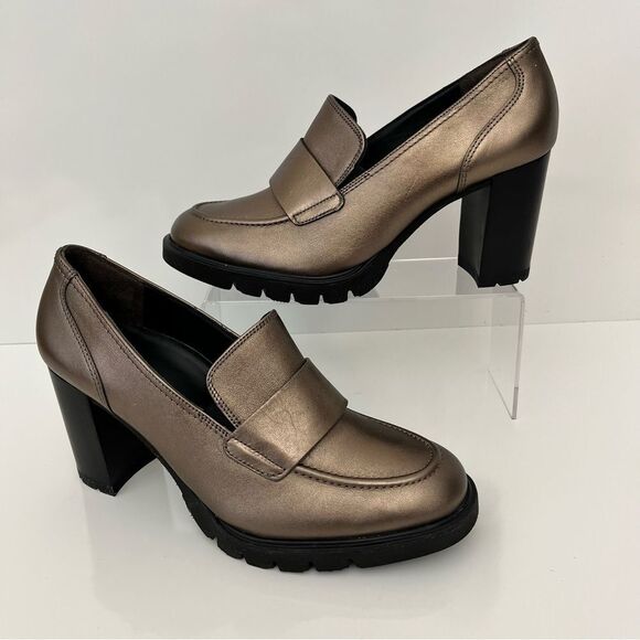 PAUL GREEN Nina Loafer Pump in Grunge Metallic Leather Size 10 NEW - Picture 3 of 14